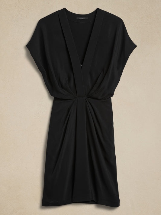 Draped Crepe Midi Dress